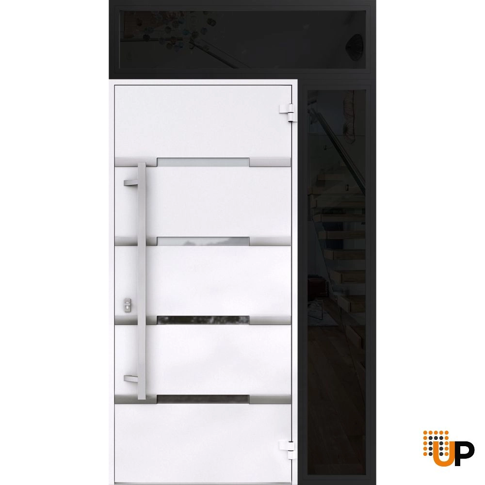 Single swing metal-aluminum modern exterior door with triplex | Deux 1105 Black | 48 x 96 photo#2