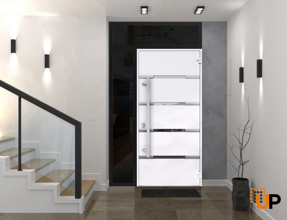 Single swing metal-aluminum modern exterior door with triplex | Deux 1105 Black | 48 x 96 photo#4
