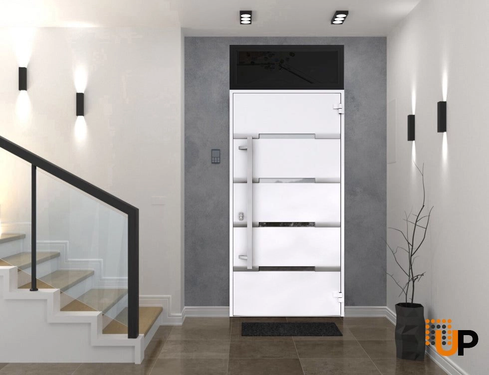 Single swing metal-aluminum modern exterior door with triplex | Deux 1105 Black | 36 x 96 photo#4