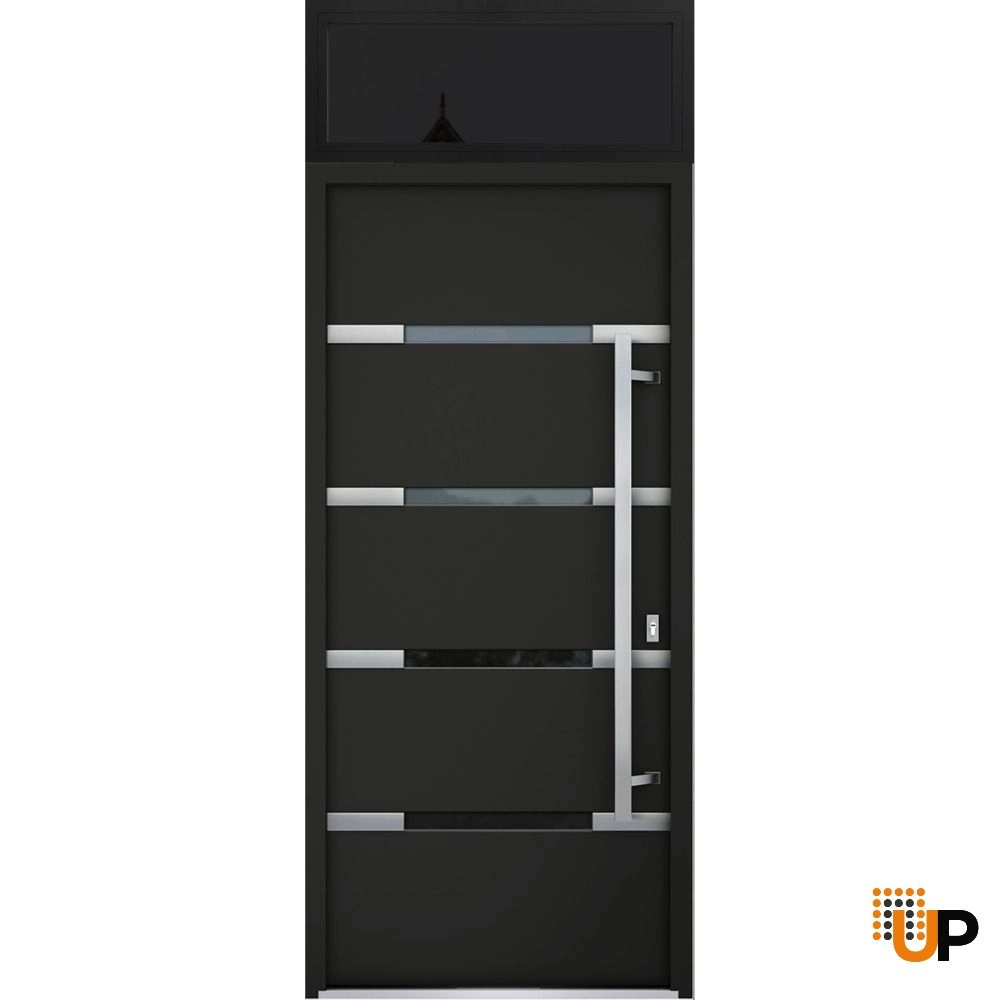 Single swing metal-aluminum modern exterior door with triplex | Deux 1105 Black | 36 x 96 photo#1