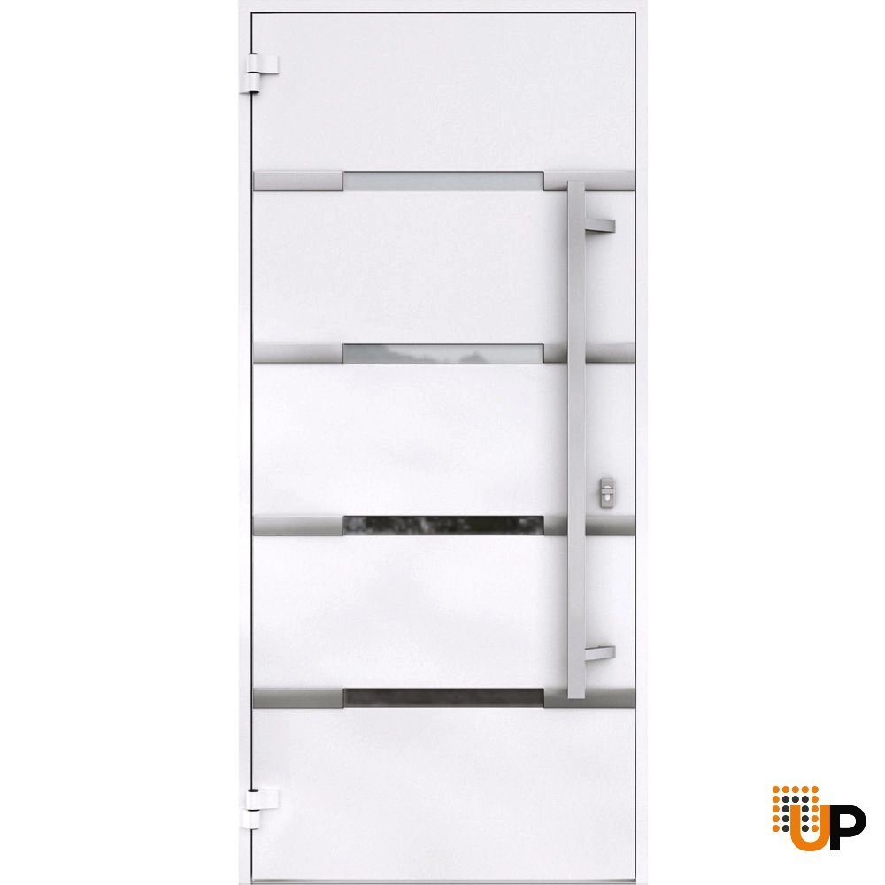Single swing metal-aluminum modern exterior door with triplex glass | Deux 1105 Black | 36 x 80 photo#2