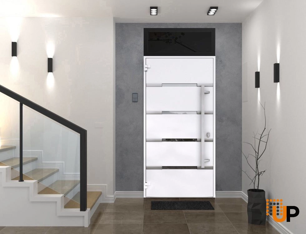 Single swing metal-aluminum modern exterior door with triplex glass | Deux 1105 Black | 36 x 96 photo#4