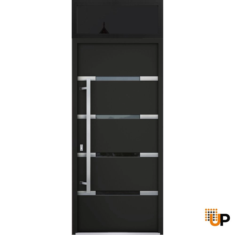 Single swing metal-aluminum modern exterior door with triplex glass | Deux 1105 Black | 36 x 96 photo#1