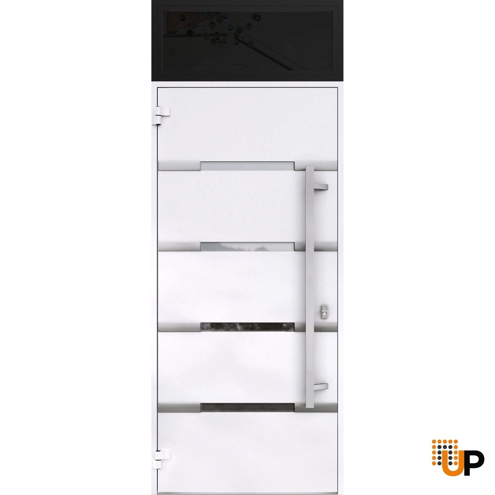 Single swing metal-aluminum modern exterior door with triplex glass | Deux 1105 Black | 36 x 96 photo#2