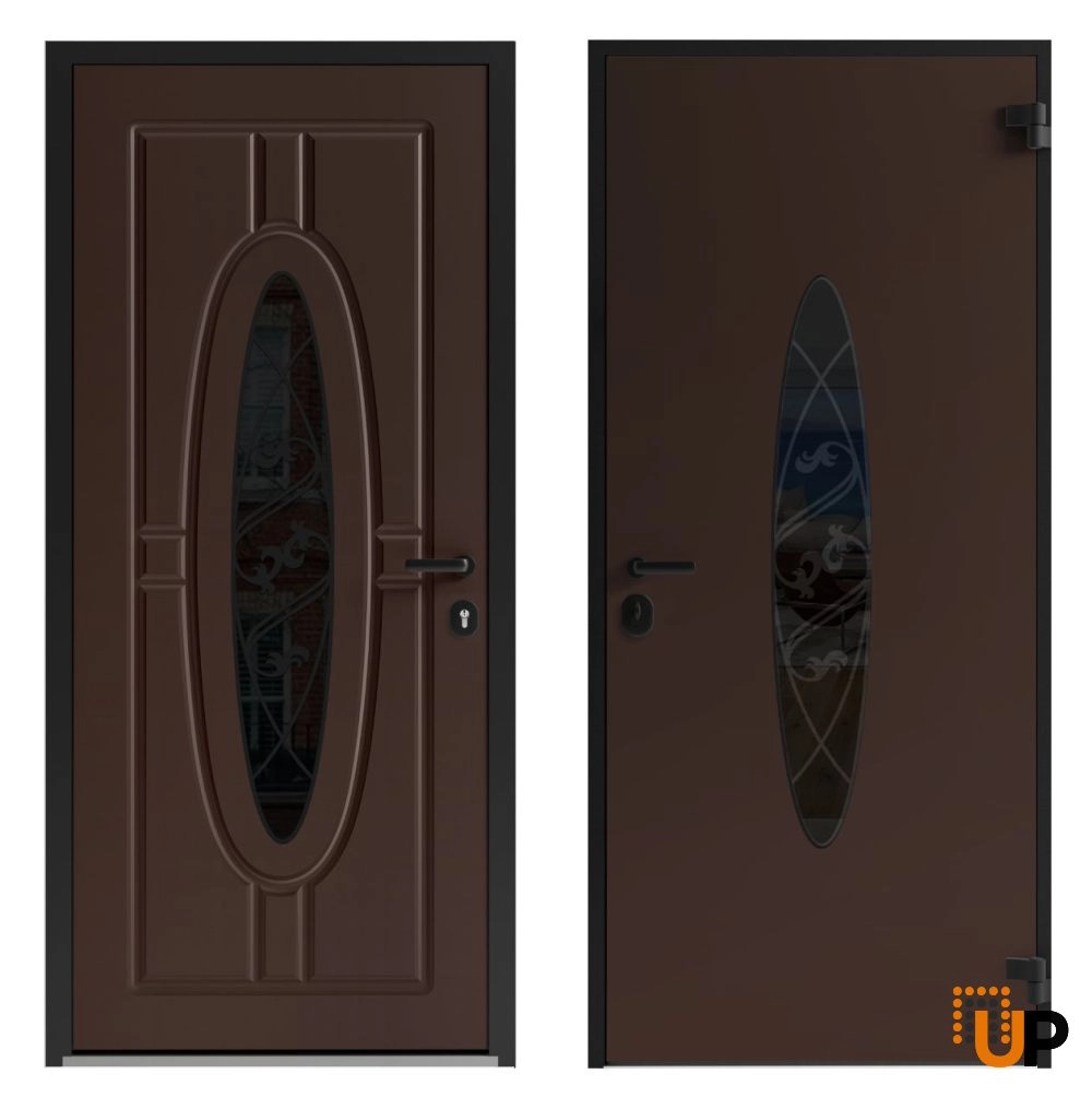 Single swing metal-aluminum classic exterior door with triplex | Ronex 1277 Brown | 60 x 96 photo#5
