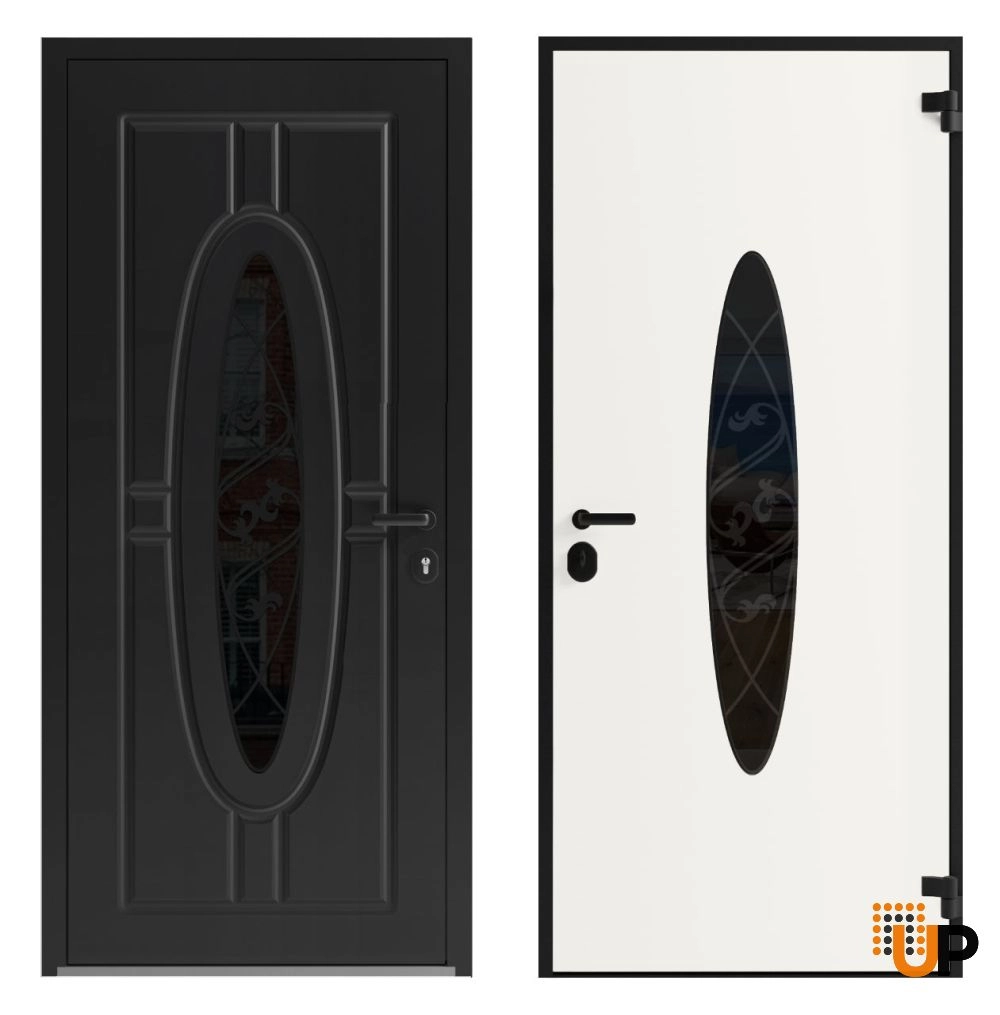 Single swing metal-aluminum classic exterior door with triplex | Ronex 1277 Black | 60 x 96 photo#5
