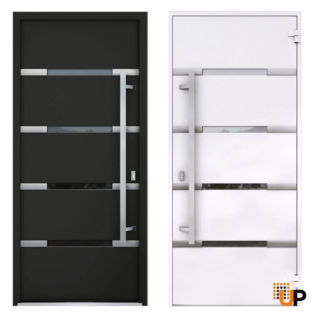 Single swing metal-aluminum modern exterior door with triplex | Deux 1105 Black | 60 x 80 photo#5