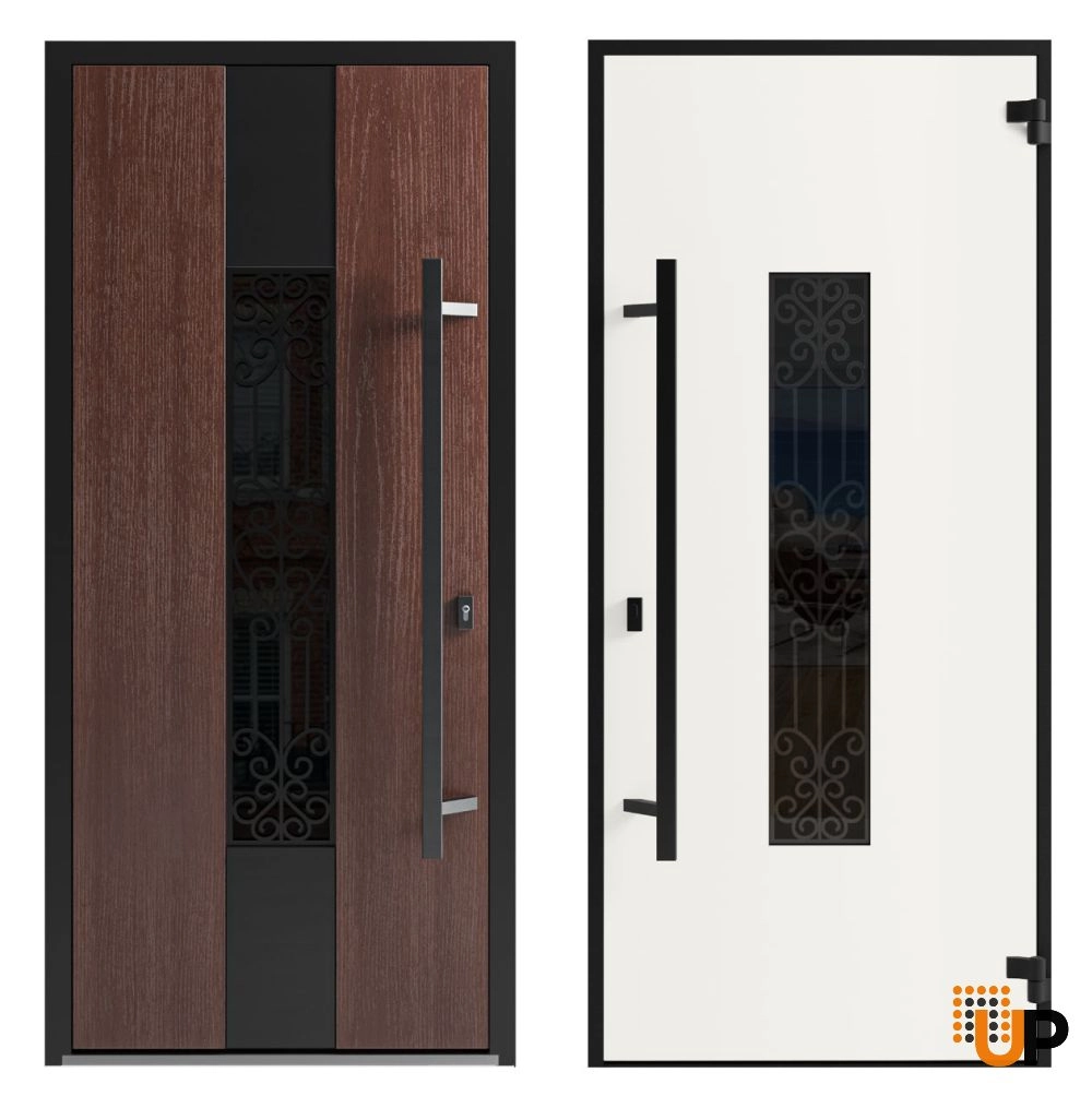 Single swing metal-aluminum classic exterior door with triplex | Ronex 1205 Bronze Oak | 48 x 80 photo#5
