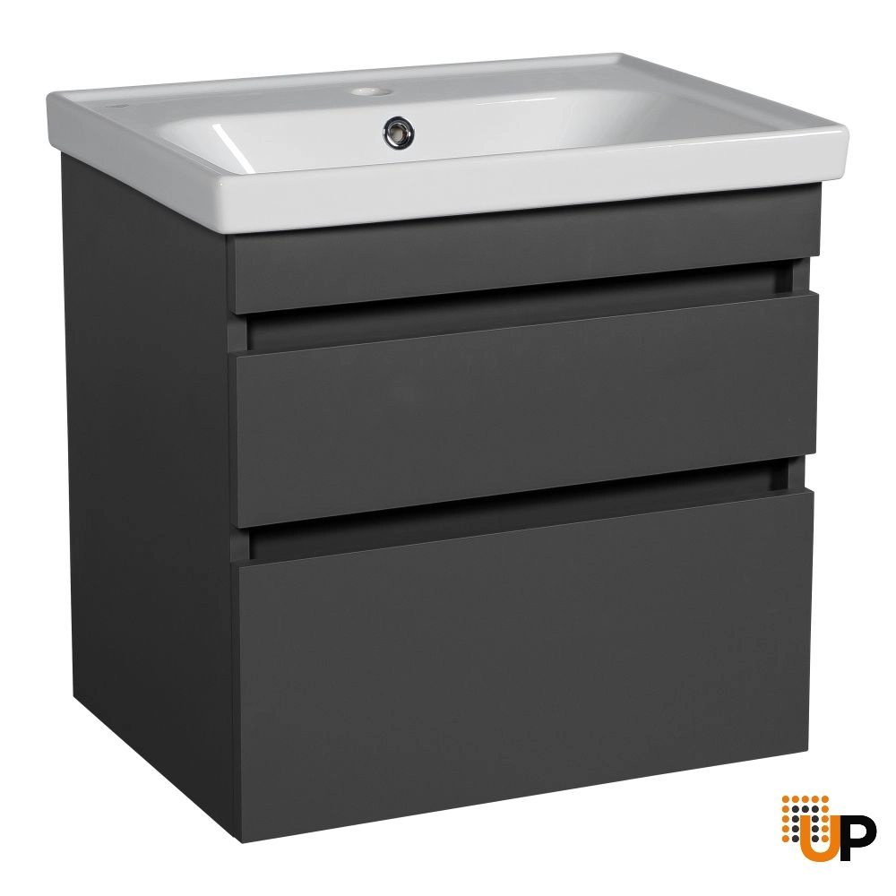 Modern Wall-Mounted Bathroom Vanity with Washbasin | Niagara Gray Matte Collection | Non-Toxic Fire-Resistant MDF-40" photo#1