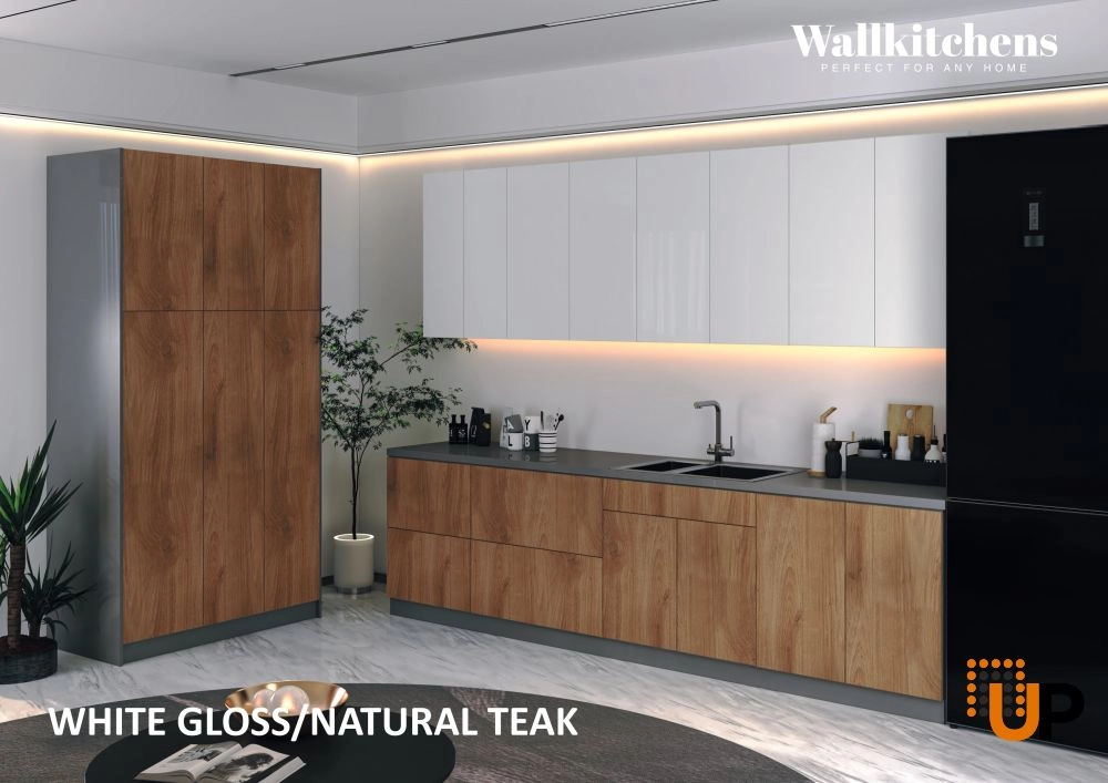 Kitchen Oasis Collection Natural Teak & White Gloss Color Base Size 10Ft Wide photo#3