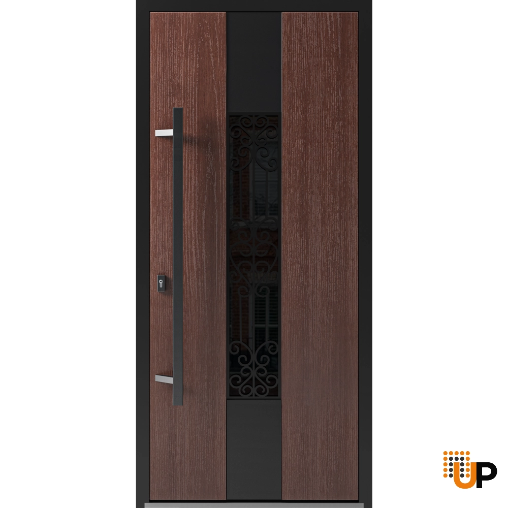 Single swing metal-aluminum classic exterior door with triplex glass | Ronex 1205 Bronze Oak | 36 x 80 photo#1