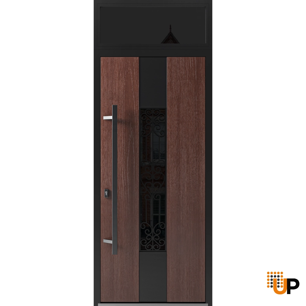Single swing metal-aluminum classic exterior door with triplex glass | Ronex 1205 Bronze Oak | 36 x 96 photo#1