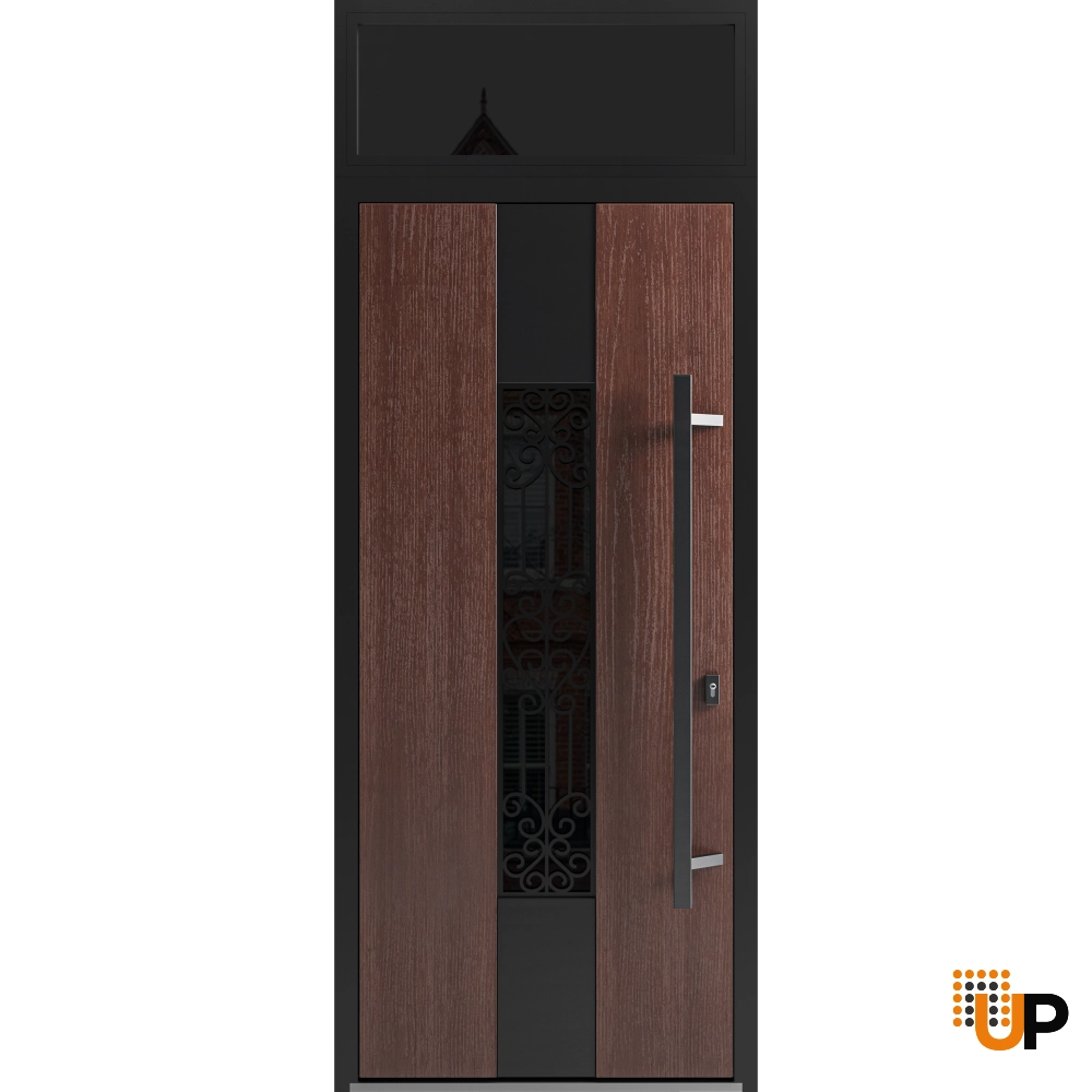 Single swing metal-aluminum classic exterior door with triplex | Ronex 1205 Bronze Oak | 36 x 96 photo#1