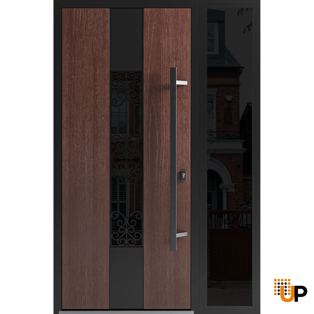 Single swing metal-aluminum classic exterior door with triplex | Ronex 1205 Bronze Oak | 48 x 80 photo#1