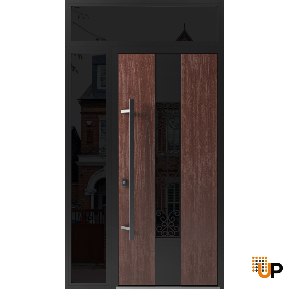 Single swing metal-aluminum classic exterior door with triplex glass | Ronex 1205 Bronze Oak | 50 x 96 photo#1
