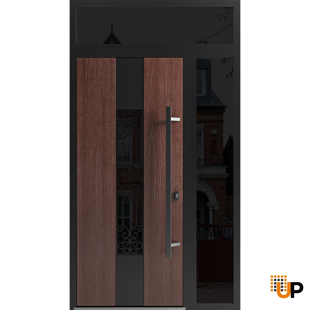 Single swing metal-aluminum classic exterior door with triplex | Ronex 1205 Bronze Oak | 48 x 96 photo#1