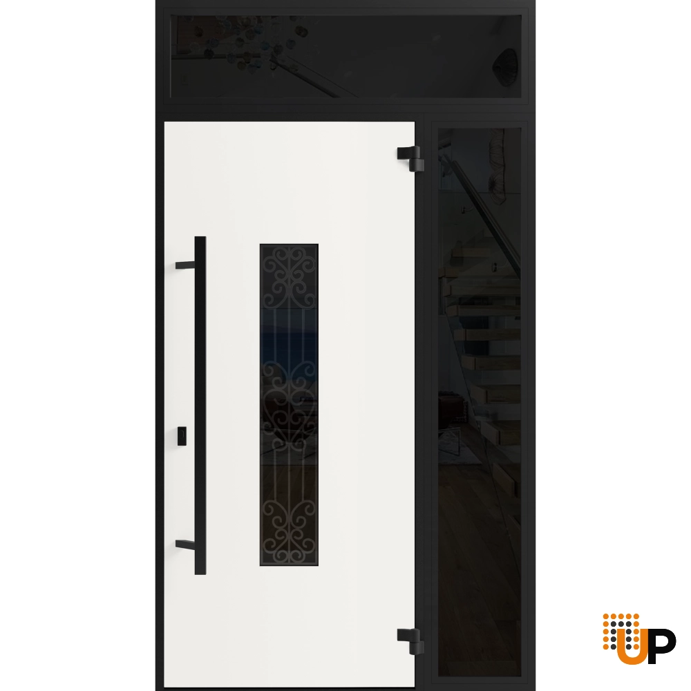 Single swing metal-aluminum classic exterior door with triplex | Ronex 1205 Bronze Oak | 48 x 96 photo#2