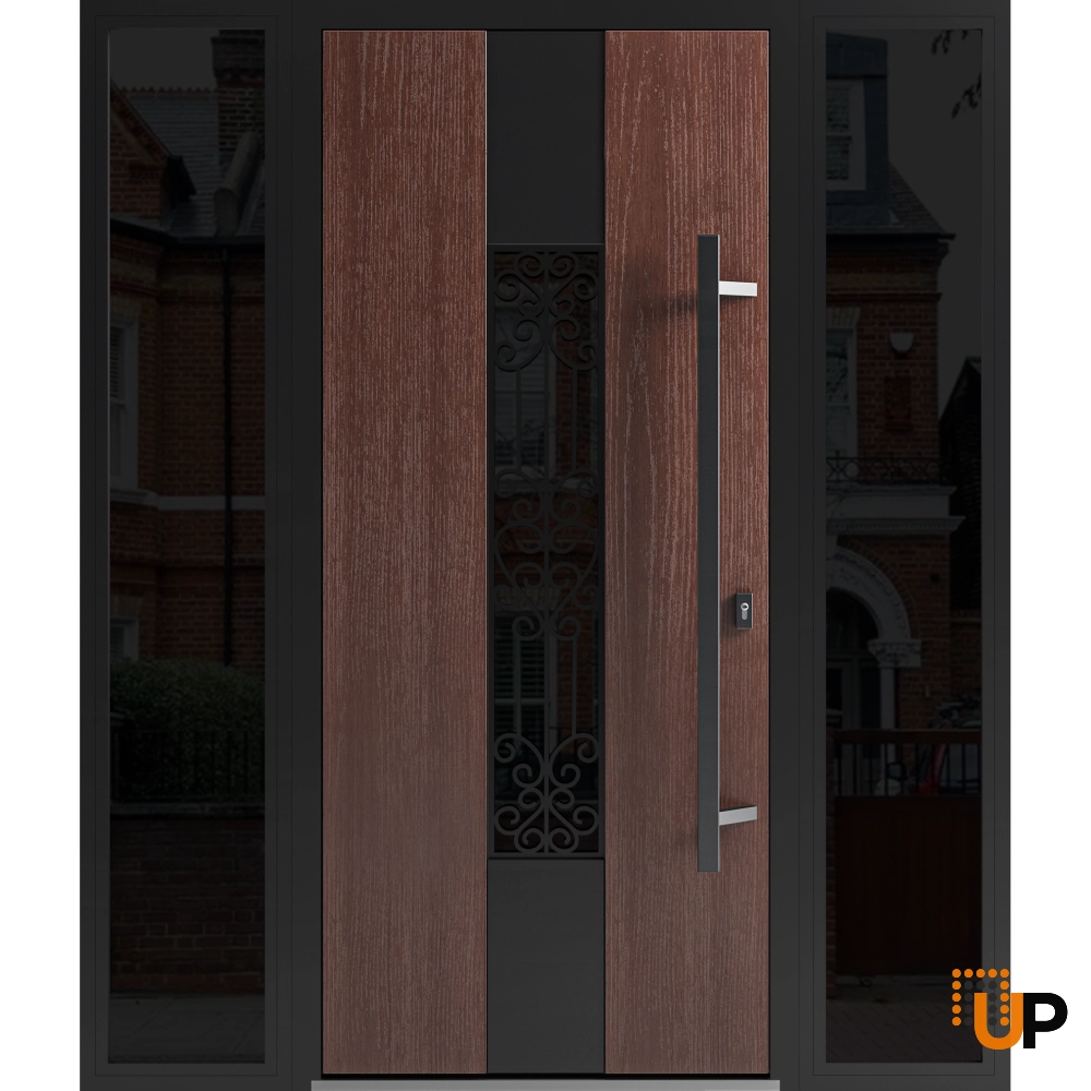 Single swing metal-aluminum classic exterior door with triplex | Ronex 1205 Bronze Oak | 60 x 80 photo#1