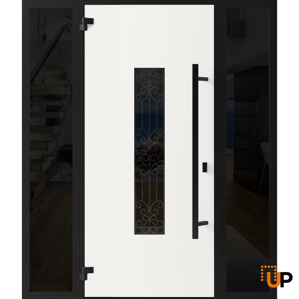 Single swing metal-aluminum classic exterior door with triplex glass | Ronex 1205 Bronze Oak | 64 x 80 photo#2