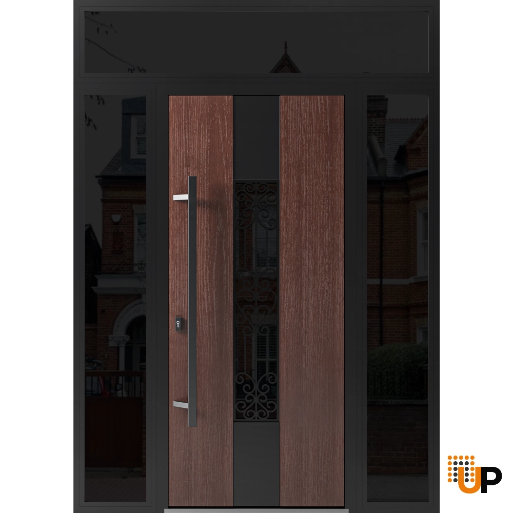 Single swing metal-aluminum classic exterior door with triplex glass | Ronex 1205 Bronze Oak | 60 x 96 photo#1