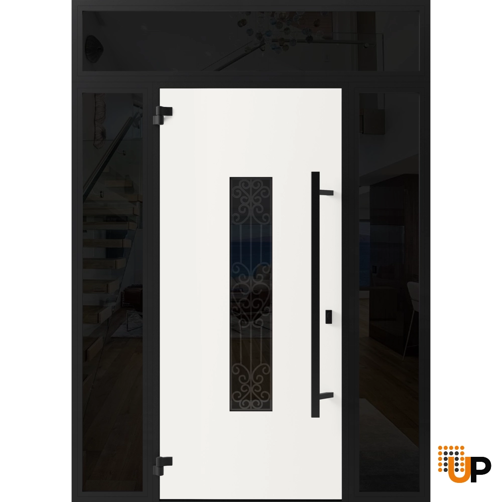 Single swing metal-aluminum classic exterior door with triplex glass | Ronex 1205 Bronze Oak | 60 x 96 photo#2