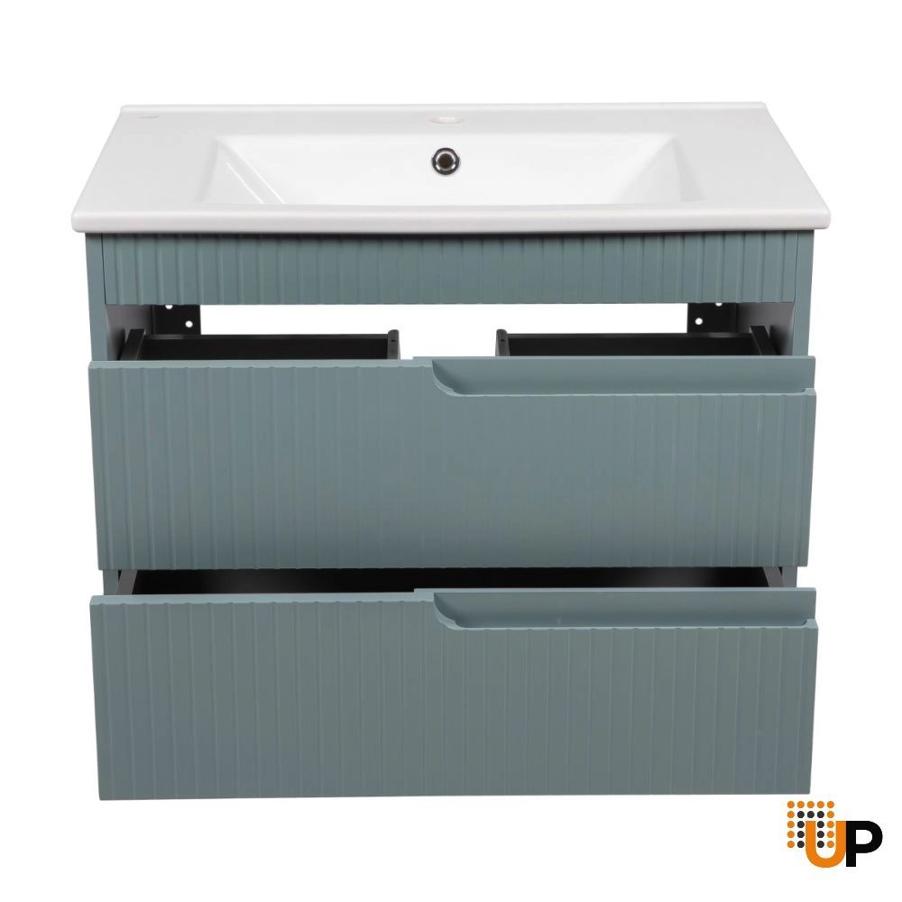 Modern Wall-Mount Bathroom Vanity with Washbasin | Judi Light Green Collection | Non-Toxic Fire-Resistant MDF photo#4