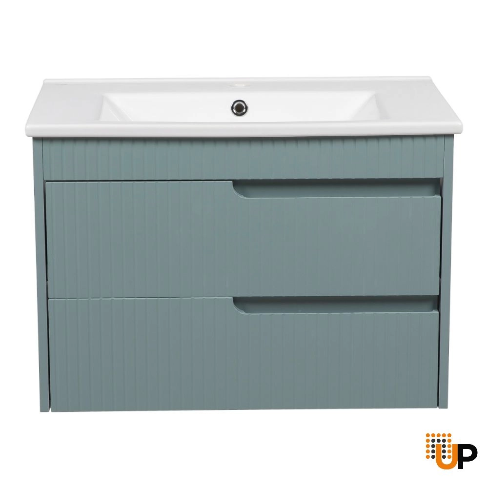 Modern Wall-Mount Bathroom Vanity with Washbasin | Judi Light Green Collection | Non-Toxic Fire-Resistant MDF-30" photo#5