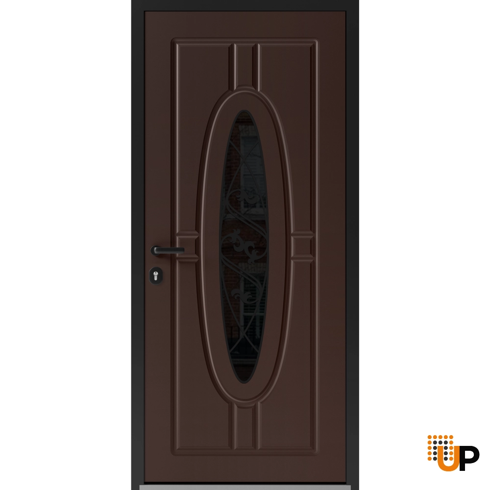 Single swing metal-aluminum classic exterior door with triplex glass | Ronex 1277 Brown | 36 x 80 photo#1