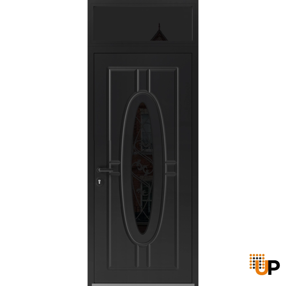 Single swing metal-aluminum classic exterior door with triplex glass | Ronex 1277 Black | 36 x 96 photo#1