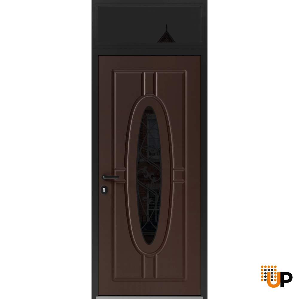 Single swing metal-aluminum classic exterior door with triplex glass | Ronex 1277 Brown | 36 x 96 photo#1