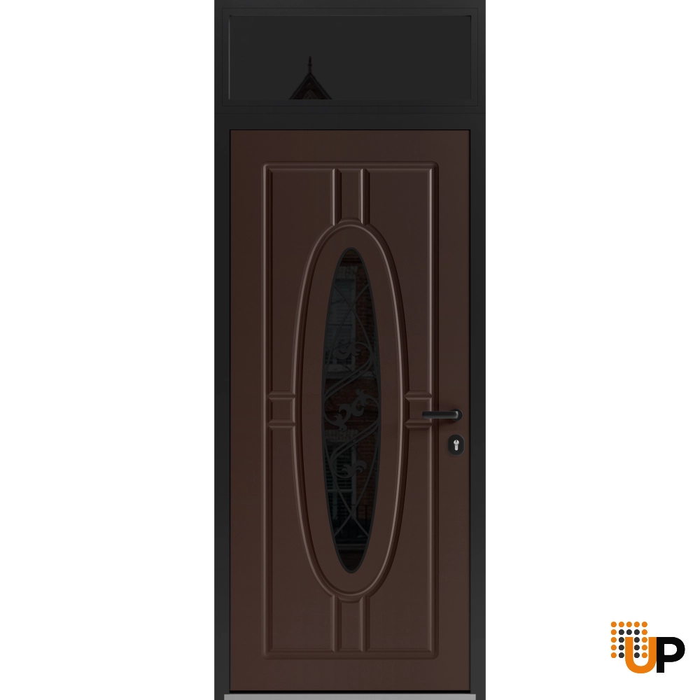 Single swing metal-aluminum classic exterior door with triplex | Ronex 1277 Brown | 36 x 96 photo#1