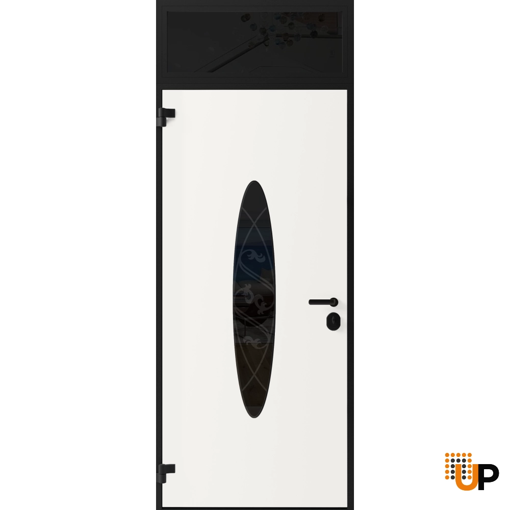 Single swing metal-aluminum classic exterior door with triplex glass | Ronex 1277 Black | 36 x 96 photo#2