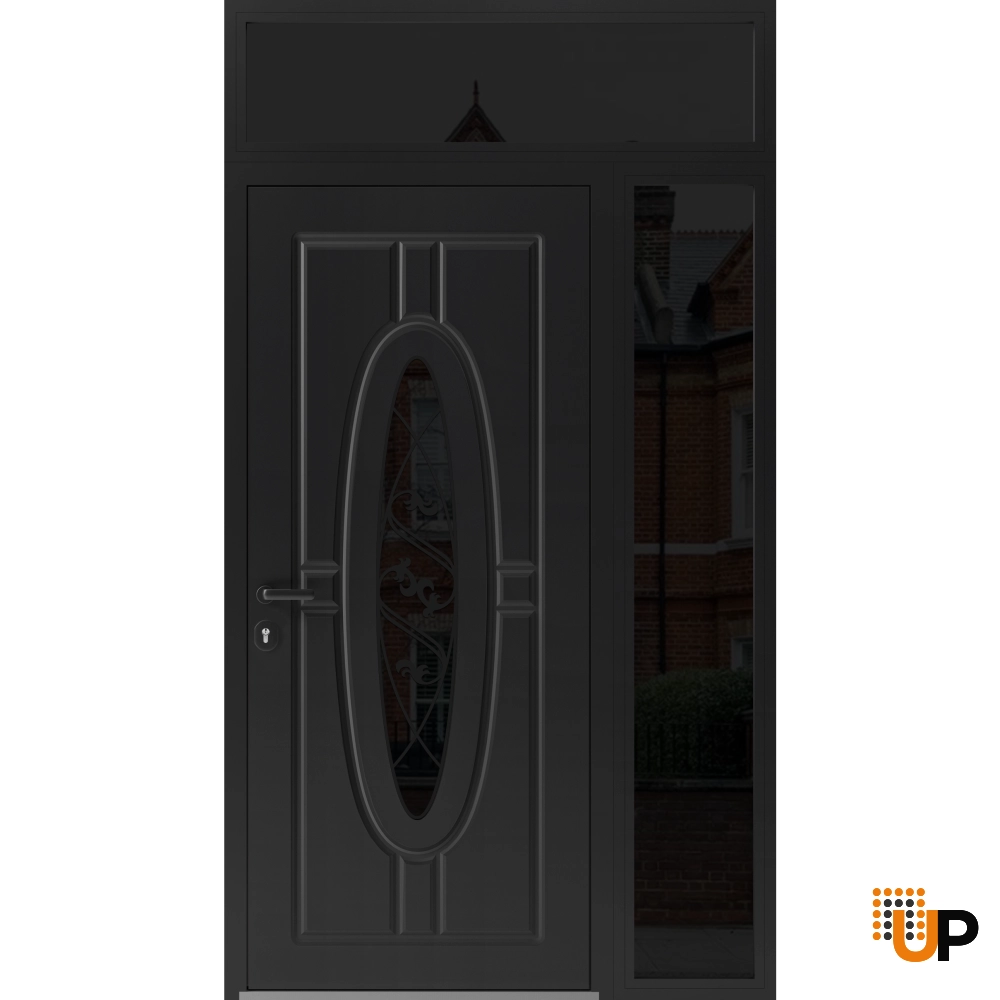 Single swing metal-aluminum classic exterior door with triplex glass | Ronex 1277 Black | 50 x 96 photo#1