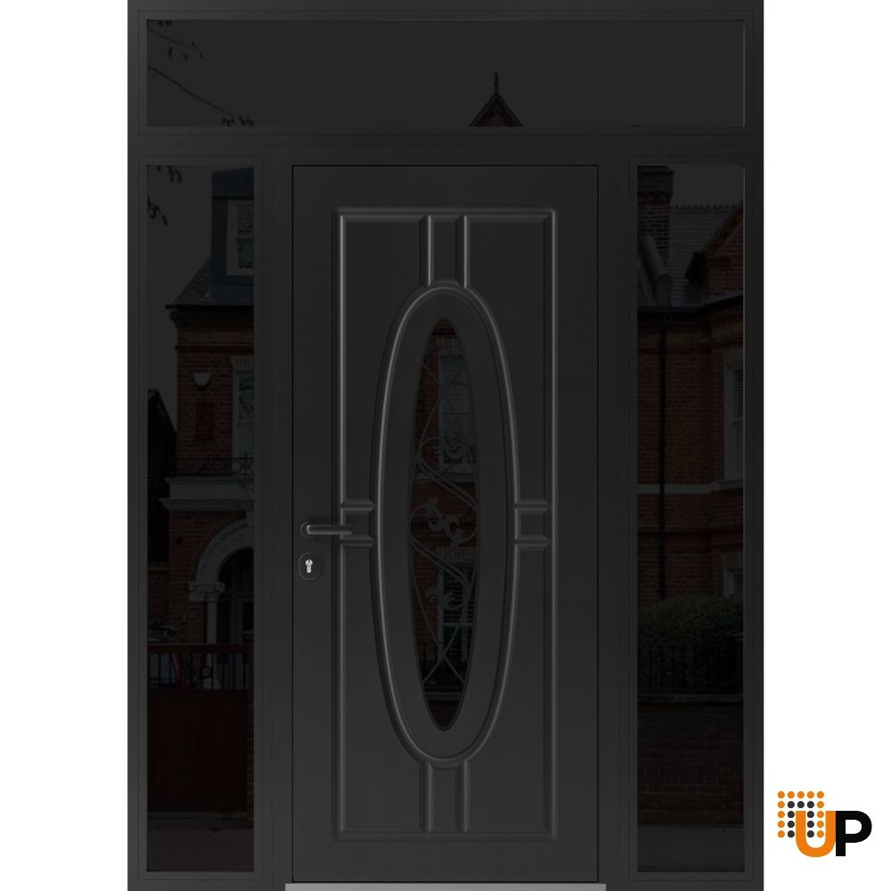 Single swing metal-aluminum classic exterior door with triplex glass | Ronex 1277 Black | 60 x 96 photo#1