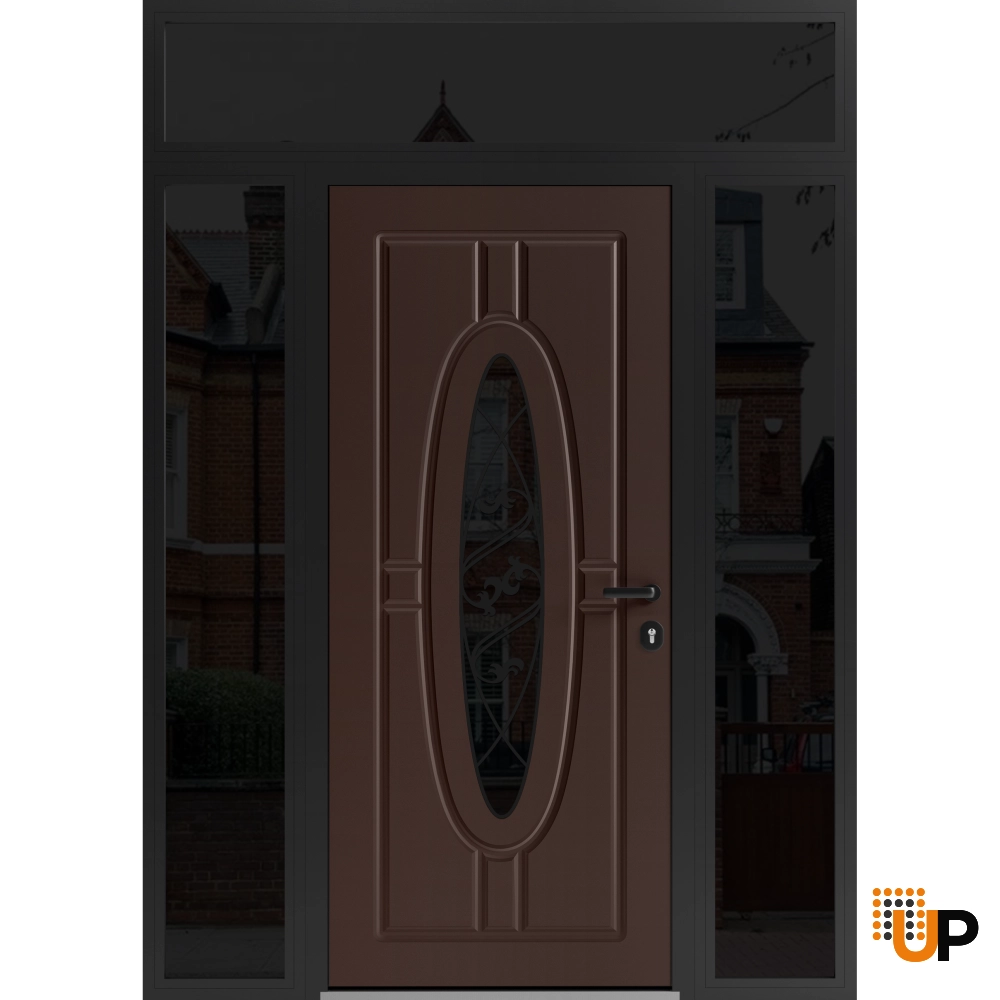 Single swing metal-aluminum classic exterior door with triplex | Ronex 1277 Brown | 60 x 96 photo#1