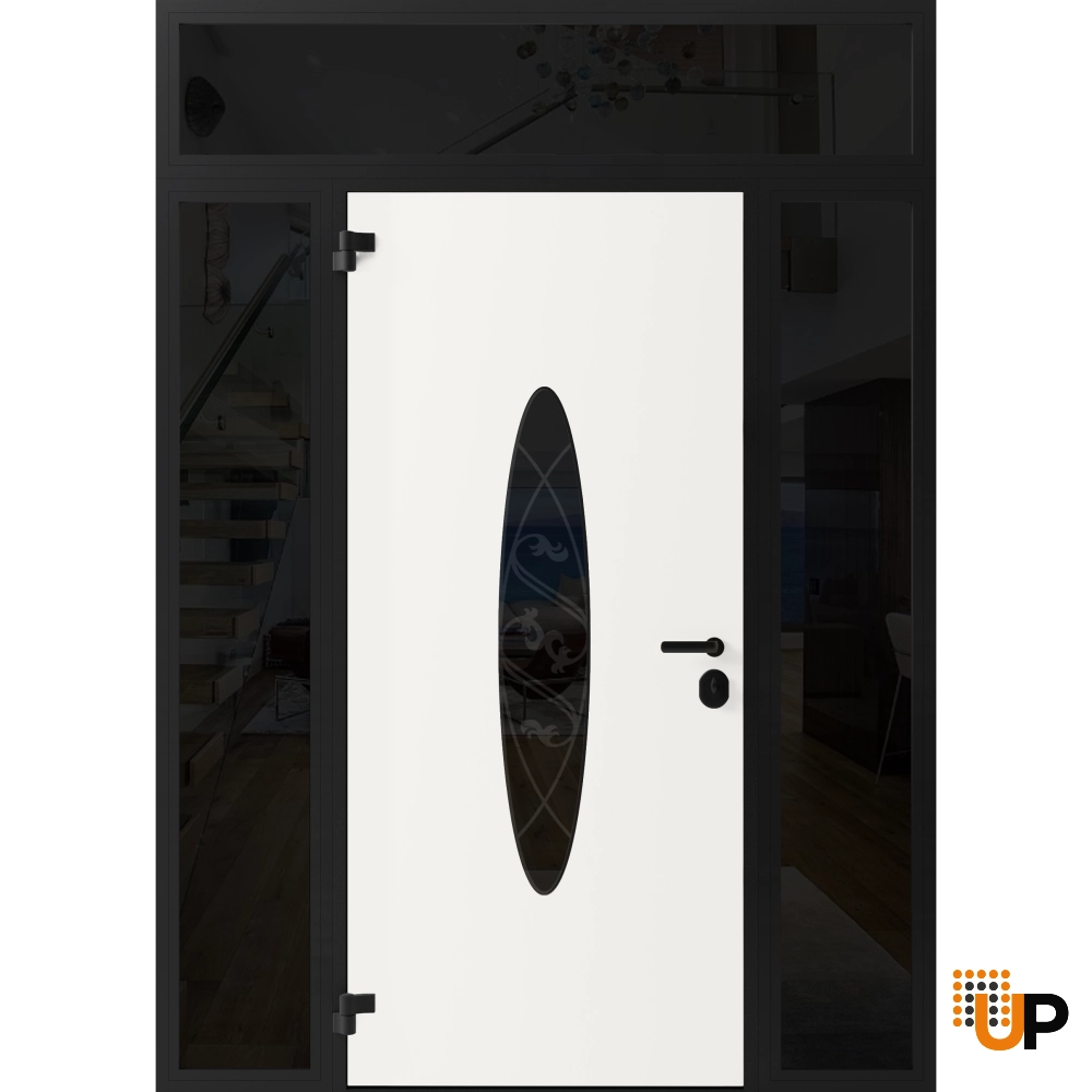 Single swing metal-aluminum classic exterior door with triplex glass | Ronex 1277 Black | 60 x 96 photo#2
