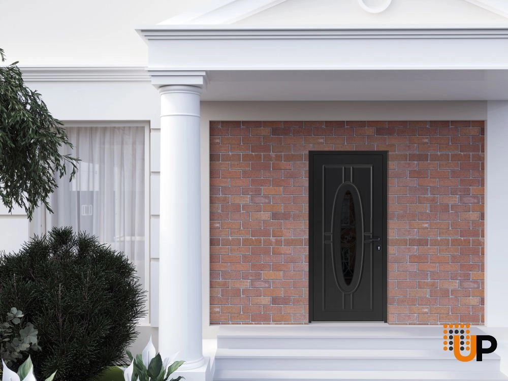 Single swing metal-aluminum classic exterior door with triplex | Ronex 1277 Black | 36 x 80 photo#3