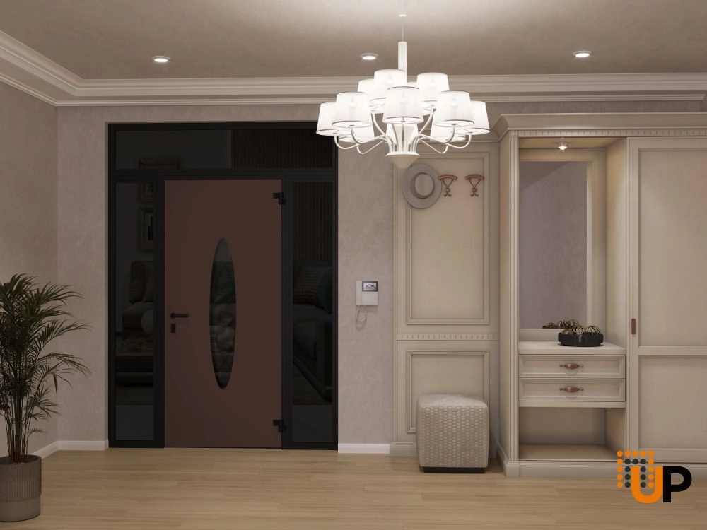 Single swing metal-aluminum classic exterior door with triplex | Ronex 1277 Brown | 60 x 96 photo#4