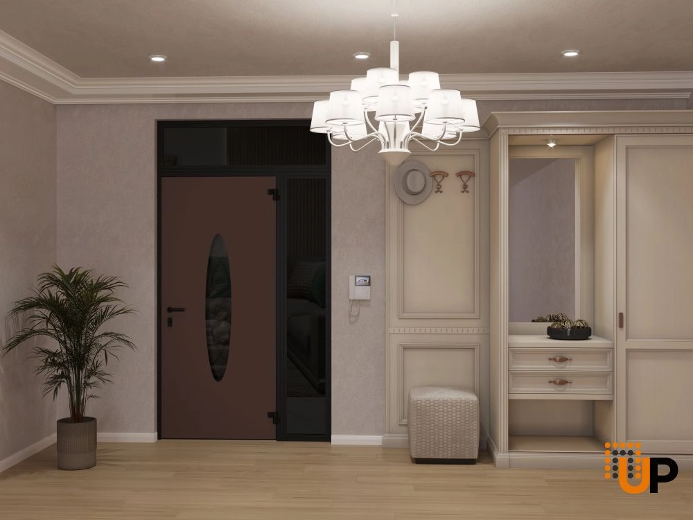 Single swing metal-aluminum classic exterior door with triplex | Ronex 1277 Brown | 48 x 96 photo#4