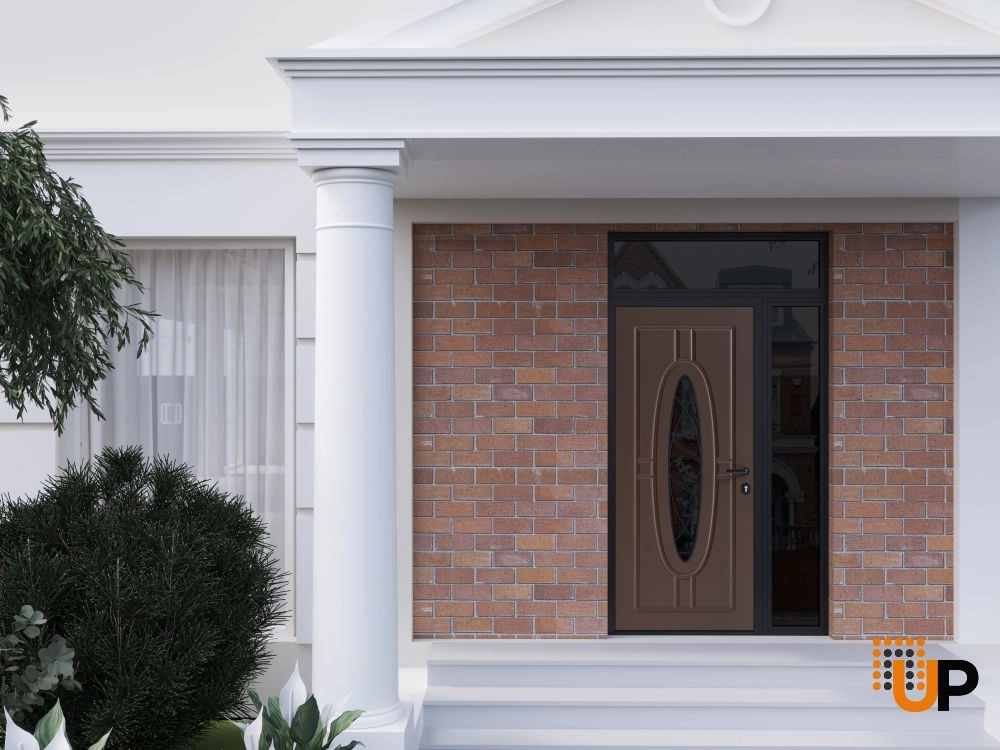 Single swing metal-aluminum classic exterior door with triplex | Ronex 1277 Brown | 48 x 96 photo#3