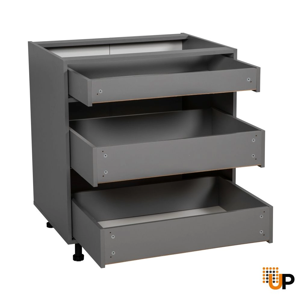 24" Base Cabinet-Double Door-Three Drawer-Grey photo#2