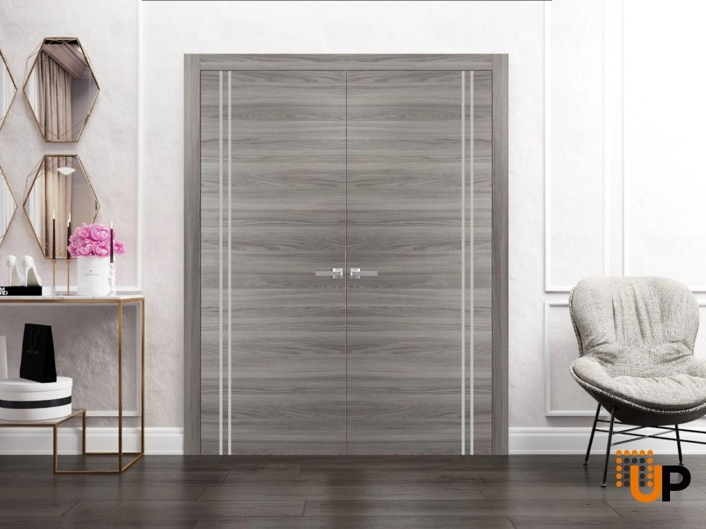 Single solid wood with honeycomb modern interior door slab | Planum 0310 Ginger Ash | 18 x 80 photo#3