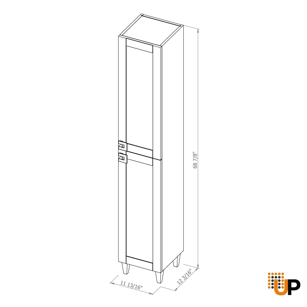 Side Vanity Cabinet WOODMIX Collection Grey Matte Color 12" photo#5