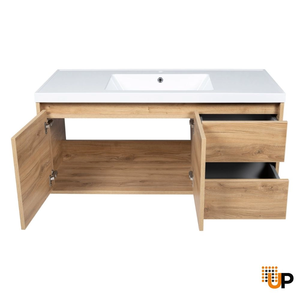 Modern Wall-Mounted Bathroom Vanity | Niagara Wall Mount Natural Teak Collection 48 | Non-Toxic Fire-Resistant MDF photo#4