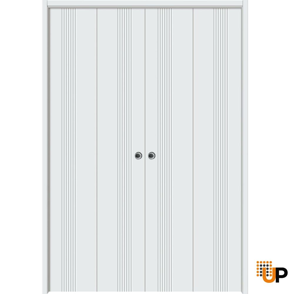 4 folding panels solid wood with honeycomb sliding interior bi-fold double door | Basic 0111 White | 72 x 80 (4* 18x80) photo#1