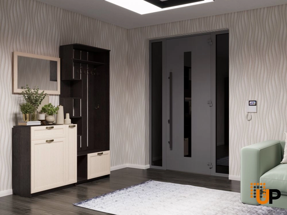 Single swing metal-aluminum modern exterior door with triplex | Ronex 0130 Gray | 60 x 96 photo#4