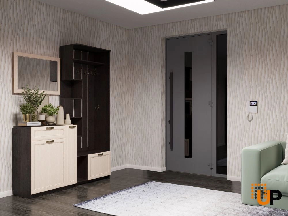 Single swing metal-aluminum modern exterior door with triplex | Ronex 0130 Gray | 48 x 96 photo#4