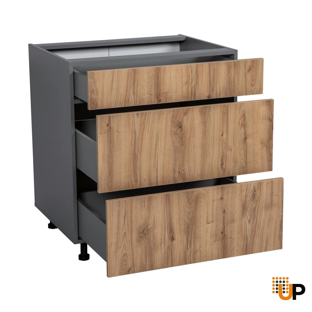 18" Base Cabinet-Double Door-Three Drawer-with Natural Teak door photo#2