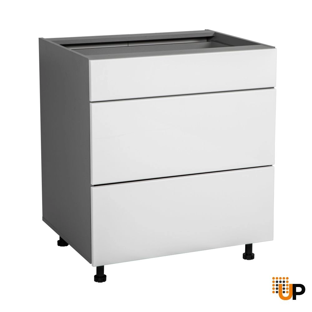 18" Base Cabinet-Double Door-Three Drawer-with White Gloss door photo#1