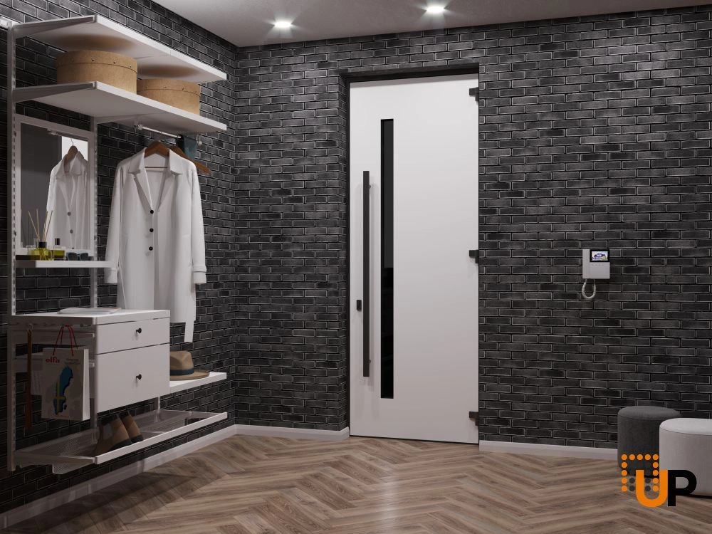 Single swing metal-aluminum modern exterior door with triplex | Ronex 0144 Gray | 36 x 96 photo#4